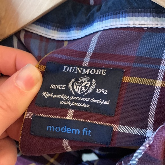 Dunmore Modern Fit Blue and Red Button Down Size 16.5 - Picture 2 of 5